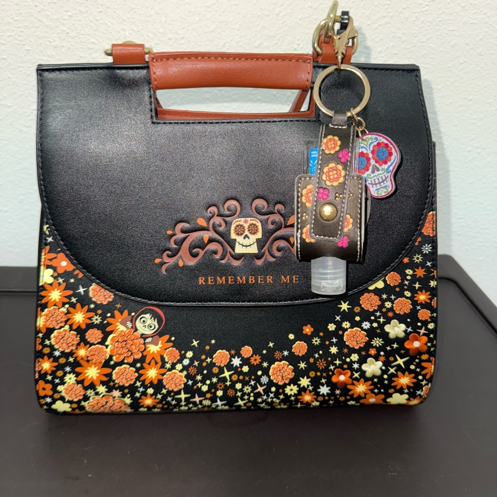 Disney Pixar Coco Loungefly “Remember Me” Top Handle Bag + Hand Sanitizer